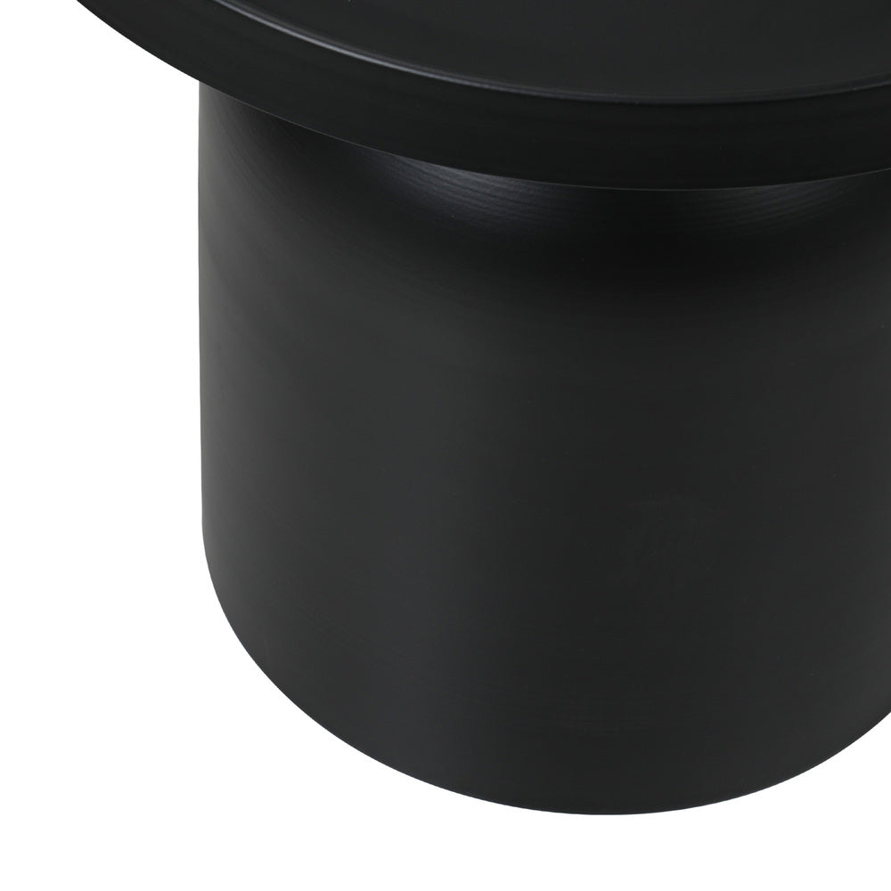 Oikiture Coffee Table Round Side Table Black