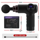 Everfit Massage Gun 8 Speed 4 Heads Vibration Muscle Massager Chargeable Black - Front View