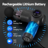 Everfit Massage Gun 8 Speed 4 Heads Vibration Muscle Massager Chargeable Black - 45-Degree Angle