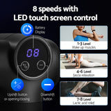 Everfit Massage Gun 8 Speed 4 Heads Vibration Muscle Massager Chargeable Black - Rear View