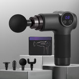 Everfit Massage Gun 8 Speed 4 Heads Vibration Muscle Massager Chargeable Black - Close-Up Angle