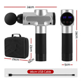 Everfit Massage Gun 30 Speed 6 Heads Vibration Muscle Massager Chargeable Silver - Front View