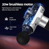 Everfit Massage Gun 30 Speed 6 Heads Vibration Muscle Massager Chargeable Silver - Side View