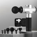 Everfit Massage Gun 30 Speed 6 Heads Vibration Muscle Massager Chargeable Silver - Rear View