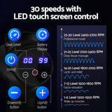 Everfit Massage Gun 30 Speed 8 Heads Vibration Muscle Massager Chargeable Black - 45-Degree Angle