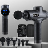 Everfit Massage Gun 30 Speed 6 Heads Vibration Muscle Massager Chargeable Black - Close-Up Angle