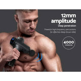 Everfit Massage Gun 30 Speed 6 Heads Vibration Muscle Massager Chargeable Grey - Top-Down View