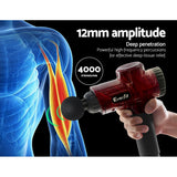 Everfit Massage Gun 30 Speed 6 Heads Vibration Muscle Massager Chargeable Red - 45-Degree Angle