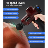 Everfit Massage Gun 30 Speed 6 Heads Vibration Muscle Massager Chargeable Red - Rear View