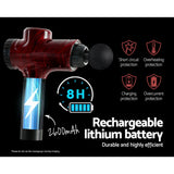 Everfit Massage Gun 30 Speed 6 Heads Vibration Muscle Massager Chargeable Red - Close-Up Angle