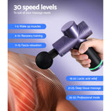 Everfit 30 Speed Massage Gun 4 Heads Vibration Muscle Massager Chargeable Purple - Rear View
