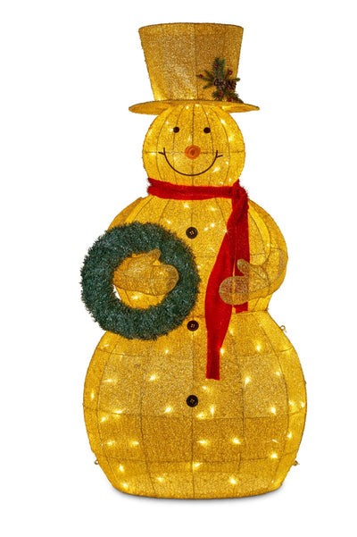Christabelle 150cm Gold Outdoor Christmas Snowman with Lights