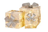 Christabelle 3 Piece Christmas Present Display Set with Lights - Champagne Finish - Side View