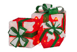 Christabelle 3 Piece Christmas Present Display Set with Lights - Red Finish - Side View