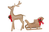 Christabelle Christmas Sleigh & Reindeer Set with Lights Indoor/Outdoor 148cm