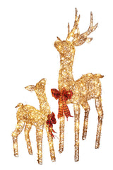 2 Piece Christmas Reindeer Set with Lights Indoor/Outdoor 65cm & 130cm