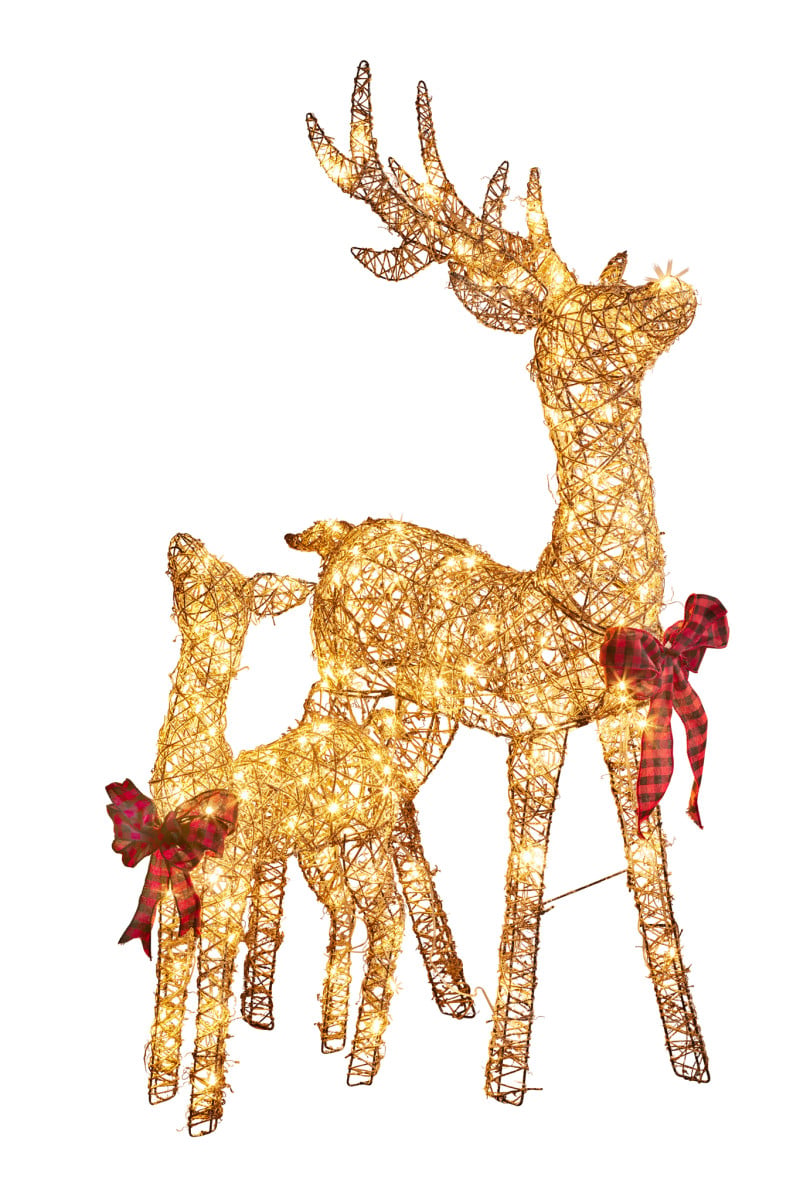 2 Piece Christmas Reindeer Set with Lights Indoor/Outdoor 65cm & 130cm