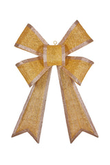 Christabelle Christmas Bow Display with Lights - Gold Indoor/Outdoor 110cm - Front View