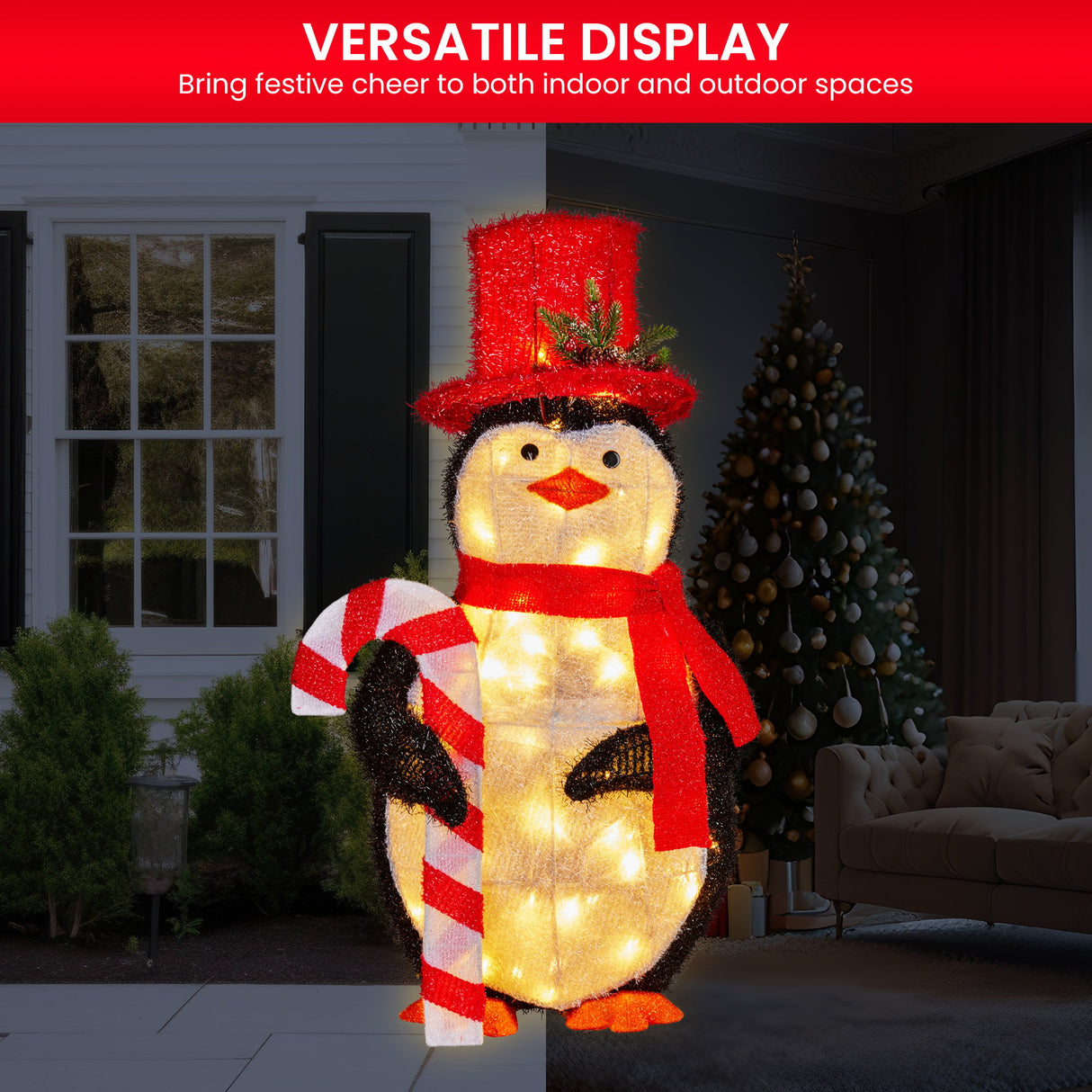Christmas Penguin Display with Lights Indoor/Outdoor 80cm