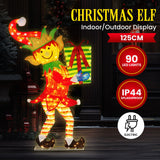 Christmas Elf Display with Lights - 125cm - Front View