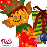 Christmas Elf Display with Lights - 125cm - 45-Degree Angle