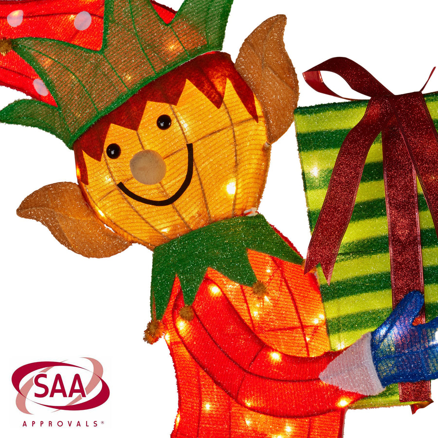 Christmas Elf Display with Lights - 125cm