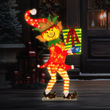 Christmas Elf Display with Lights - 125cm - Close-Up Angle