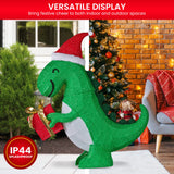 Christmas Dinosaur Display with Lights - 90cm - Close-Up Angle