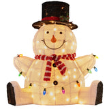 Christabelle 82cm Sitting Snowman Christmas Display with Lights - Front View