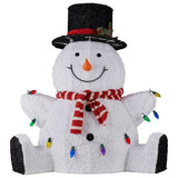 Christabelle 82cm Sitting Snowman Christmas Display with Lights - Top-Down View