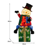 Christabelle 85cm Christmas Snowman On Presents Display with Lights - 45-Degree Angle