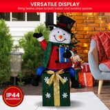 Christabelle 85cm Christmas Snowman On Presents Display with Lights - Close-Up Angle