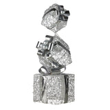 Christabelle 83cm Triple Christmas Silver Giftbox Stack Display with Lights - Side View