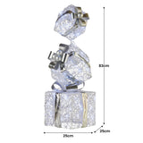 Christabelle 83cm Triple Christmas Silver Giftbox Stack Display with Lights - Top-Down View
