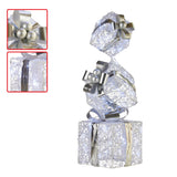 Christabelle 83cm Triple Christmas Silver Giftbox Stack Display with Lights - 45-Degree Angle