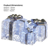 Christabelle Set of 3 Christmas Gift Boxes Display With Lights Jewelled Wire and Silver Bows