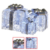 Christabelle Set of 3 Christmas Gift Boxes Display With Lights Jewelled Wire and Silver Bows