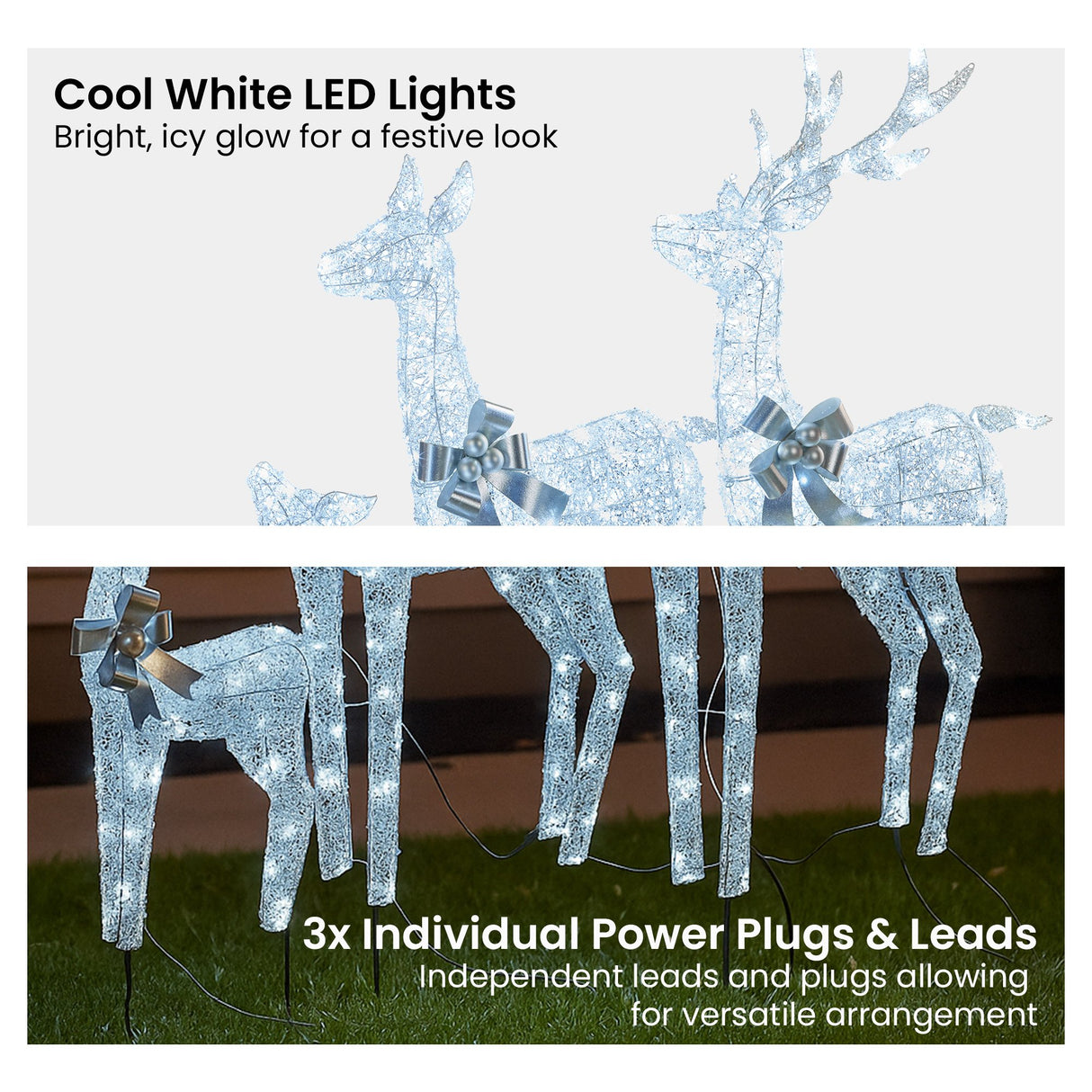 Christabelle Christmas Reindeer Display Set 3 Indoor & Outdoor Decorations Acrylic Beads Cool W