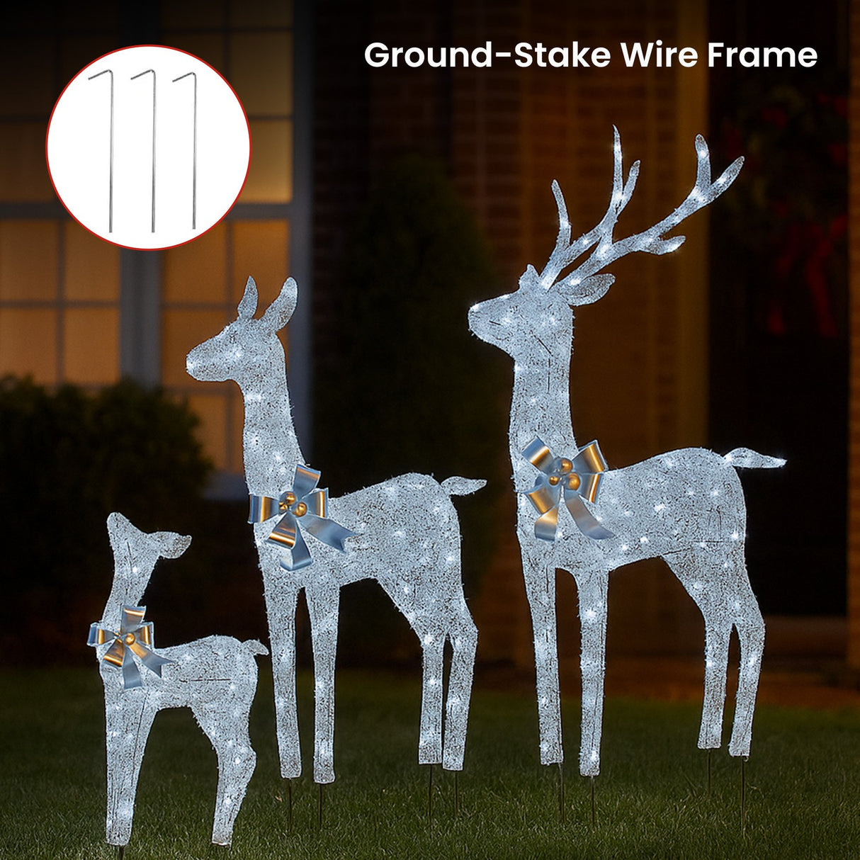 Christabelle Christmas Reindeer Display Set 3 Indoor & Outdoor Decorations Acrylic Beads Cool W