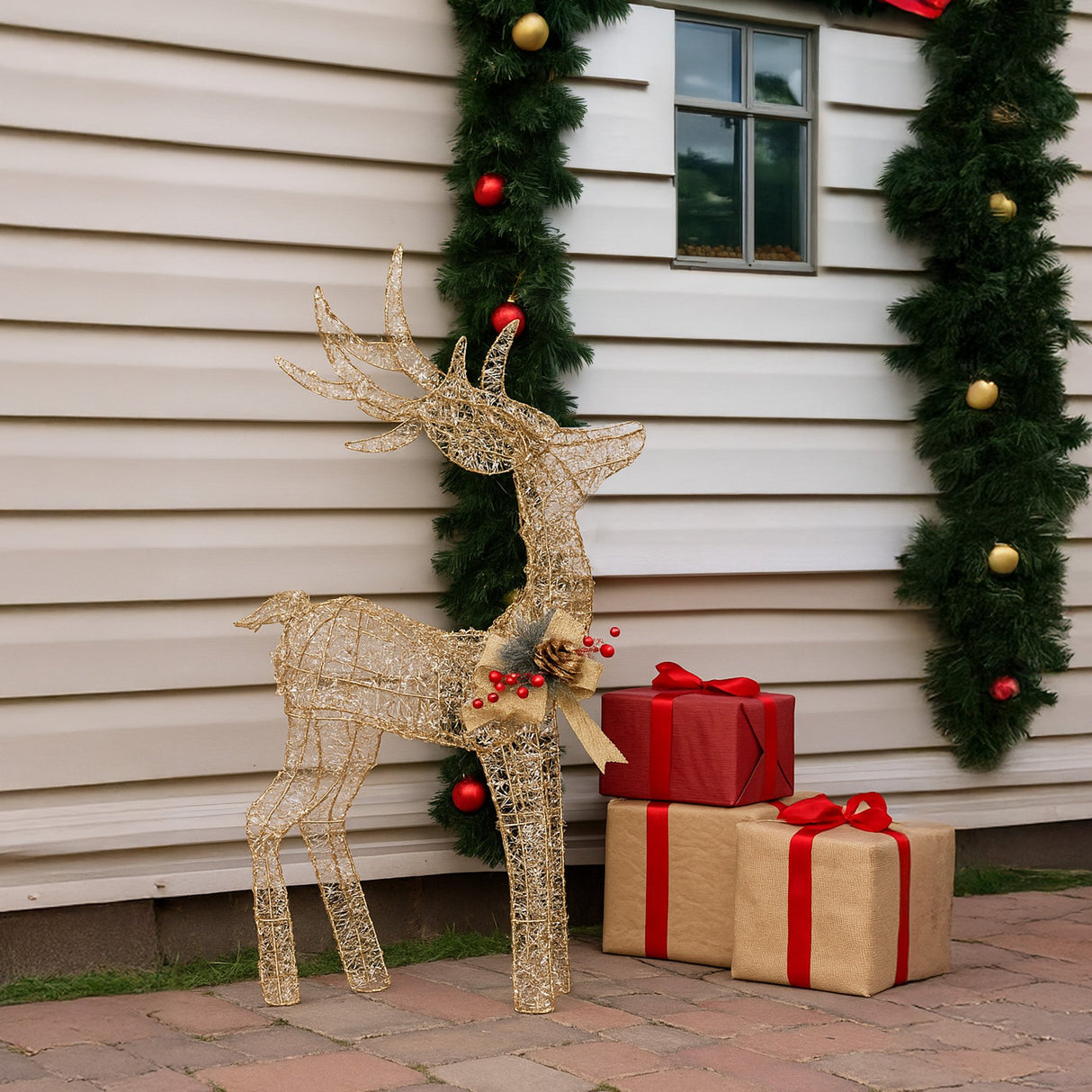 Christabelle Light Up Christmas Reindeer Display Indoor & Outdoor Decoration Warm White LED Lig