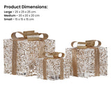 Christabelle Set of 3 Battery Operated Golden Christmas Gift Boxes w/Warm White LED Lights Indo