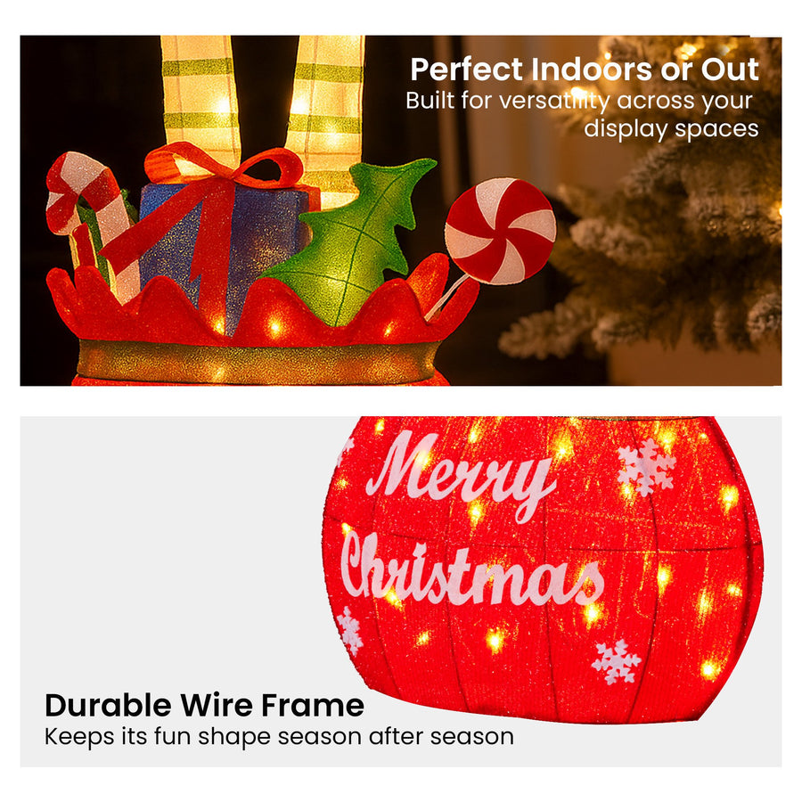 Christabelle Elf in Gift Sack Christmas Display Warm White LED Lights 86cm for Decoration w/Wir