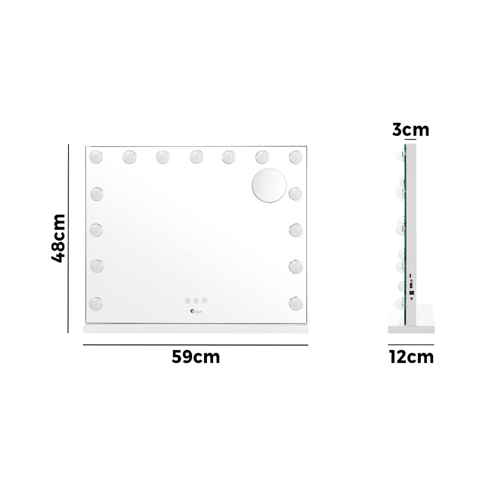 Oikiture Hollywood Makeup Mirrors Magnifying LED 58x46cm