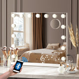 Oikiture Bluetooth Hollywood Makeup Mirrors with LED 59x48cm - Close-Up Angle