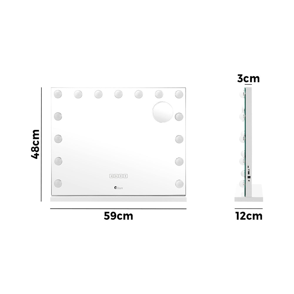 Oikiture Bluetooth Hollywood Makeup Mirrors with LED 59x48cm
