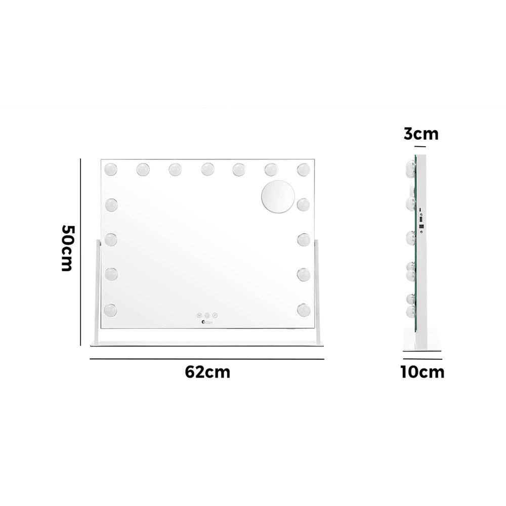 Oikiture Makeup Mirrors LED Bluetooth Rotatable 62x50cm