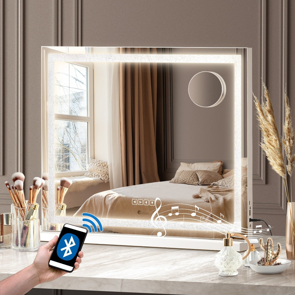 Oikiture Bluetooth Makeup Mirror Crystal LED 58x49cm