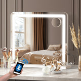 Oikiture Bluetooth Hollywood LED Makeup Mirror 60x52cm - 45-Degree Angle