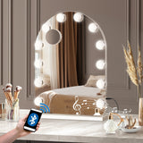 Oikiture LED Arched Makeup Mirror Bluetooth 61x43cm - Front View