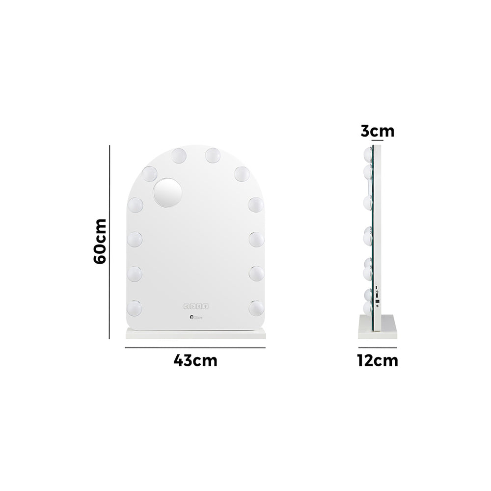 Oikiture LED Arched Makeup Mirror Bluetooth 61x43cm
